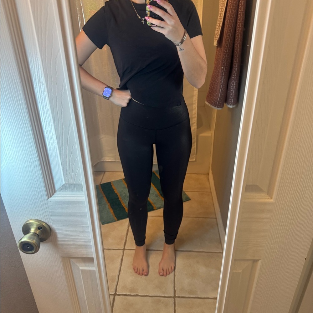 Lululemon black shimmer align tight